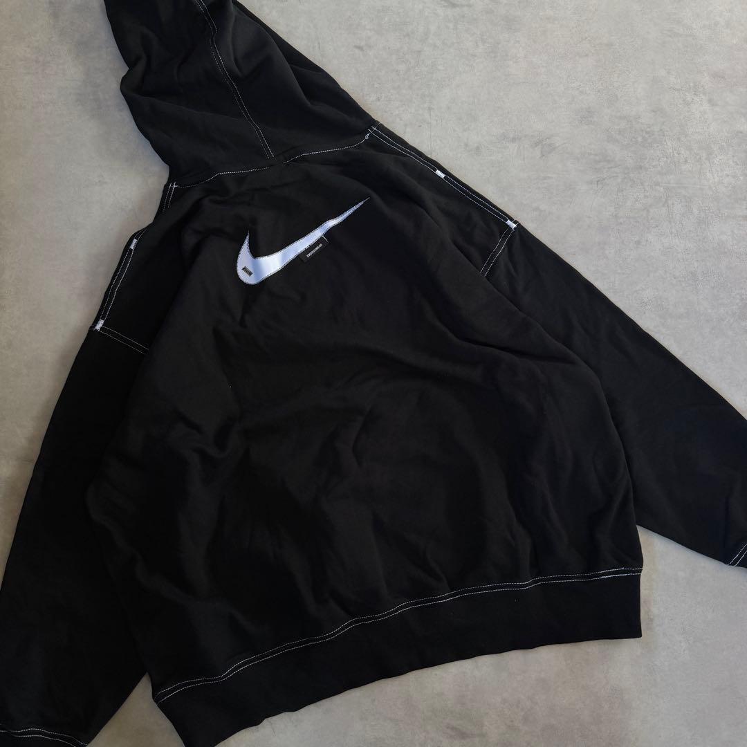 NIKE パーカー ブラック ホワイト ロゴ swoosh 上下 セット M - メルカリ
