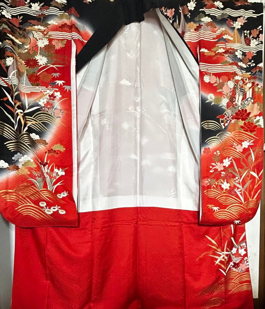 ロング正絹 豪華振袖 共八卦仕立て 紋意匠地 身丈167cm