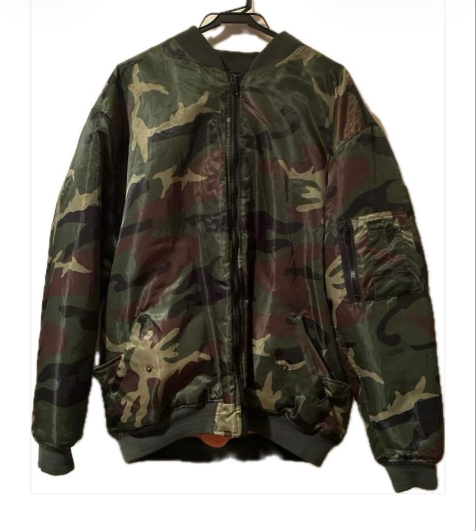 アルファ ALPHA MA-1 カモ柄 フライトジャケット L オリーブグリーン