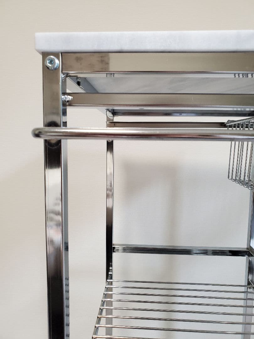 マーブルトップトローリー 大理石天板 スチール製キッチンワゴン S