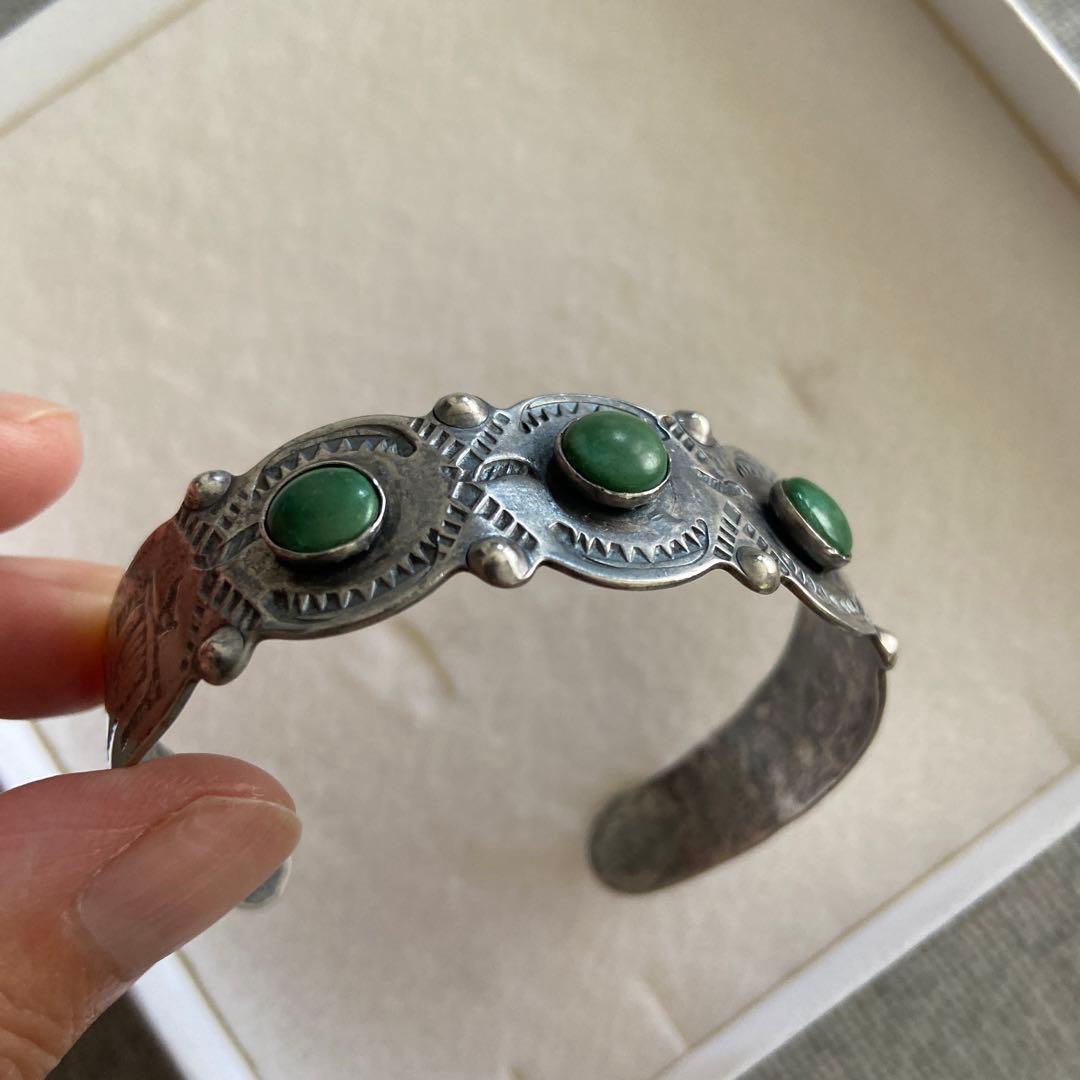 1930s ヴィンテージ Navajo ターコイズ シルバー バングル ビームス