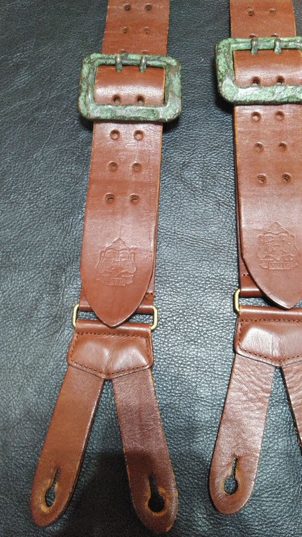 J*様 EVISU エヴィス　本革レザー サスペンダー 　ブラウン