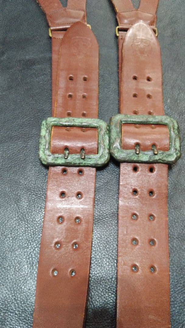 J*様 EVISU エヴィス　本革レザー サスペンダー 　ブラウン