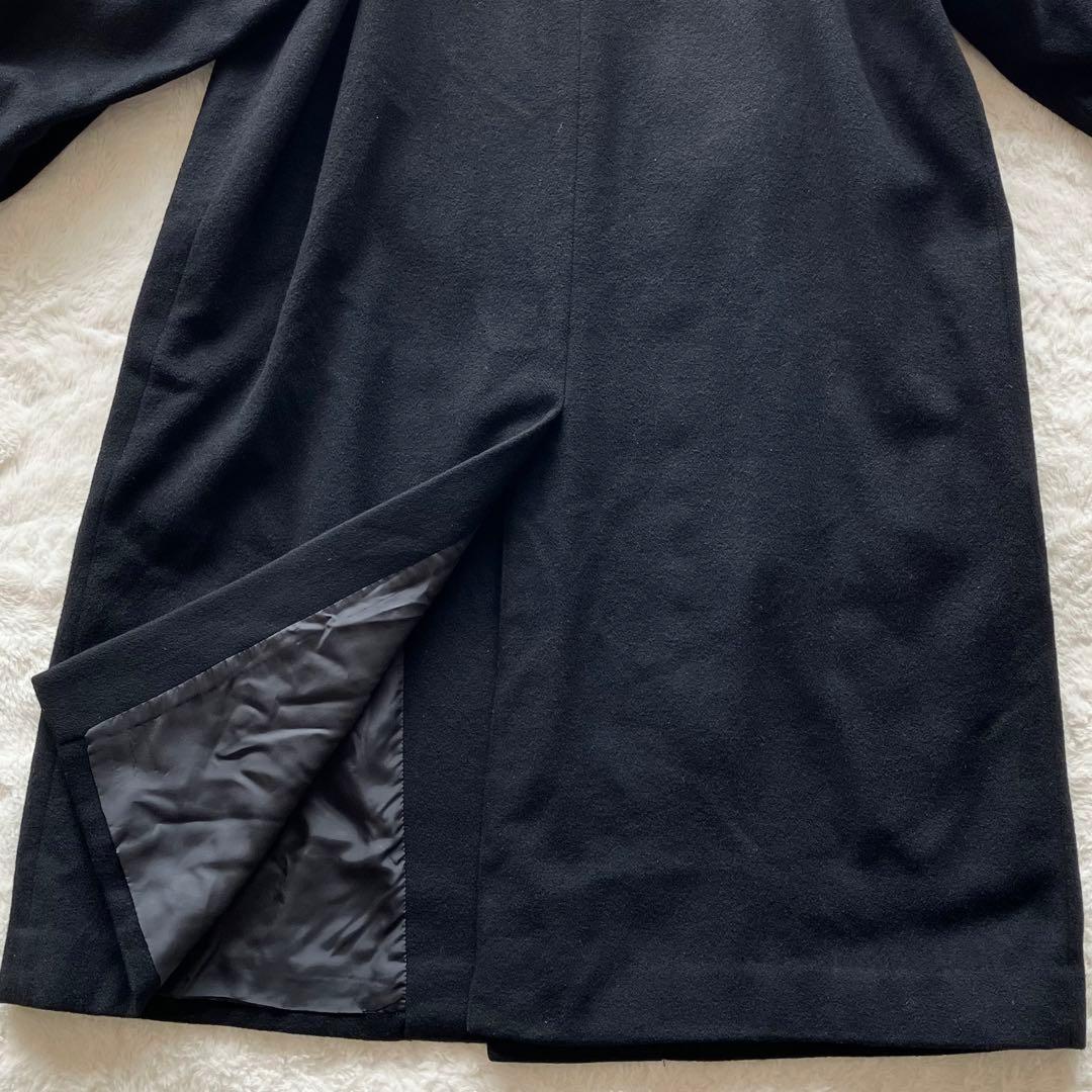 極上品 日本製 カシミヤ100% ロング ステンカラーコート ブラック M