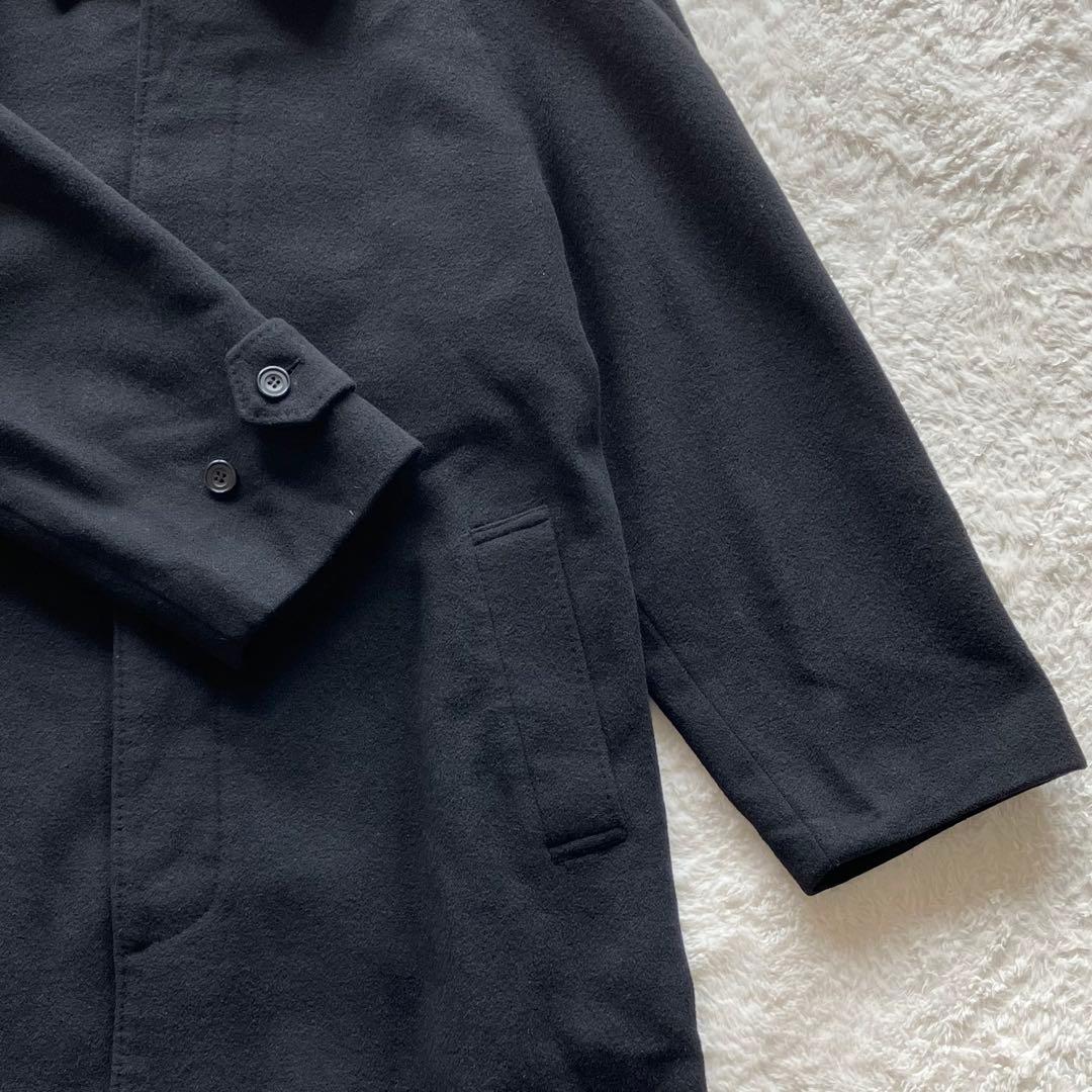極上品 日本製 カシミヤ100% ロング ステンカラーコート ブラック M