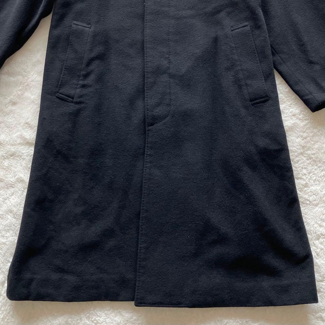 極上品 日本製 カシミヤ100% ロング ステンカラーコート ブラック M
