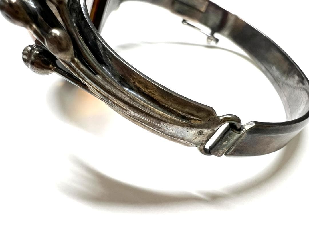 シルバー【925】アンティーク ヴィンテージ 琥珀 バングル ブレスレット