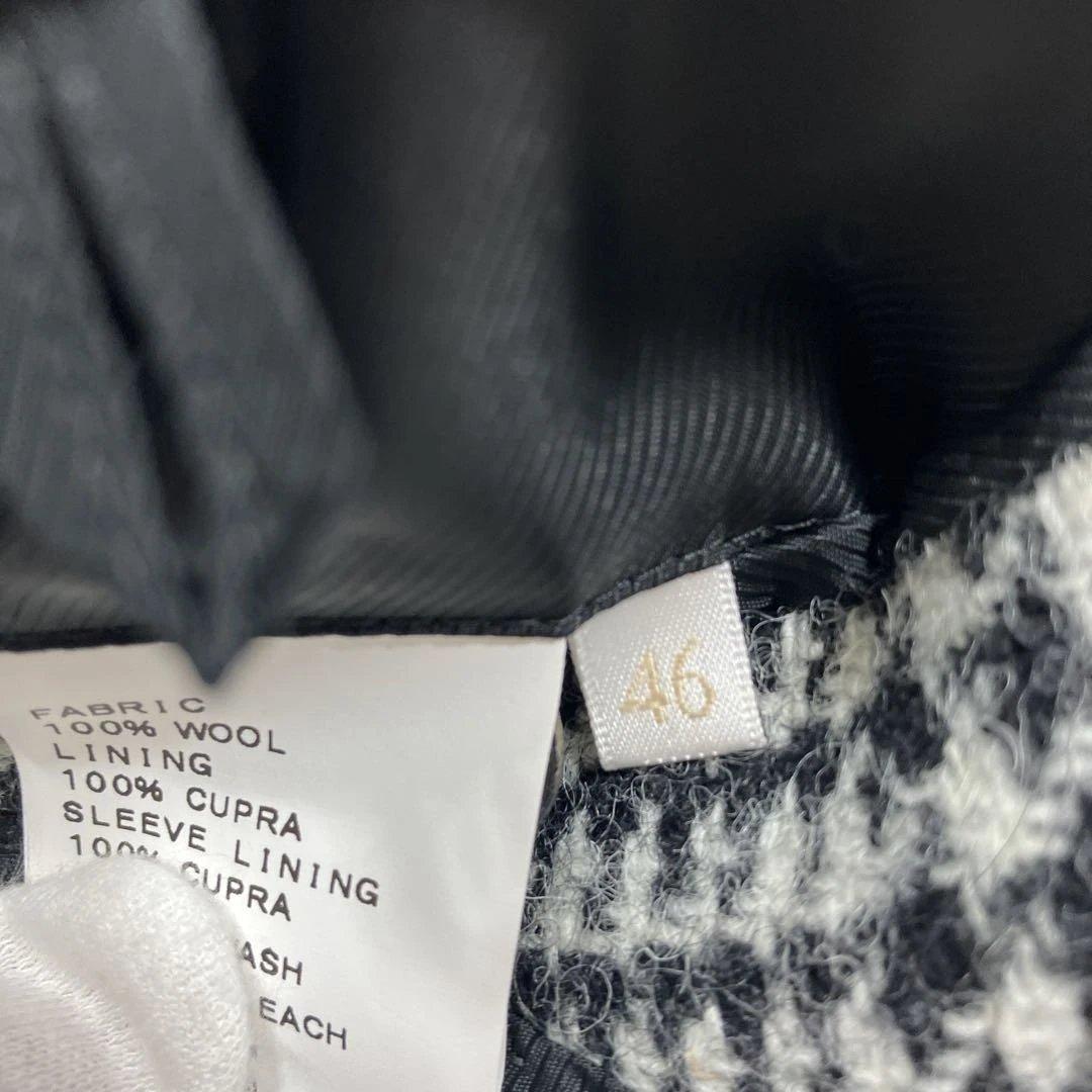 極美品エディフィス ステンカラーコート マキシ丈ハリスツイード 千鳥柄 グレーM