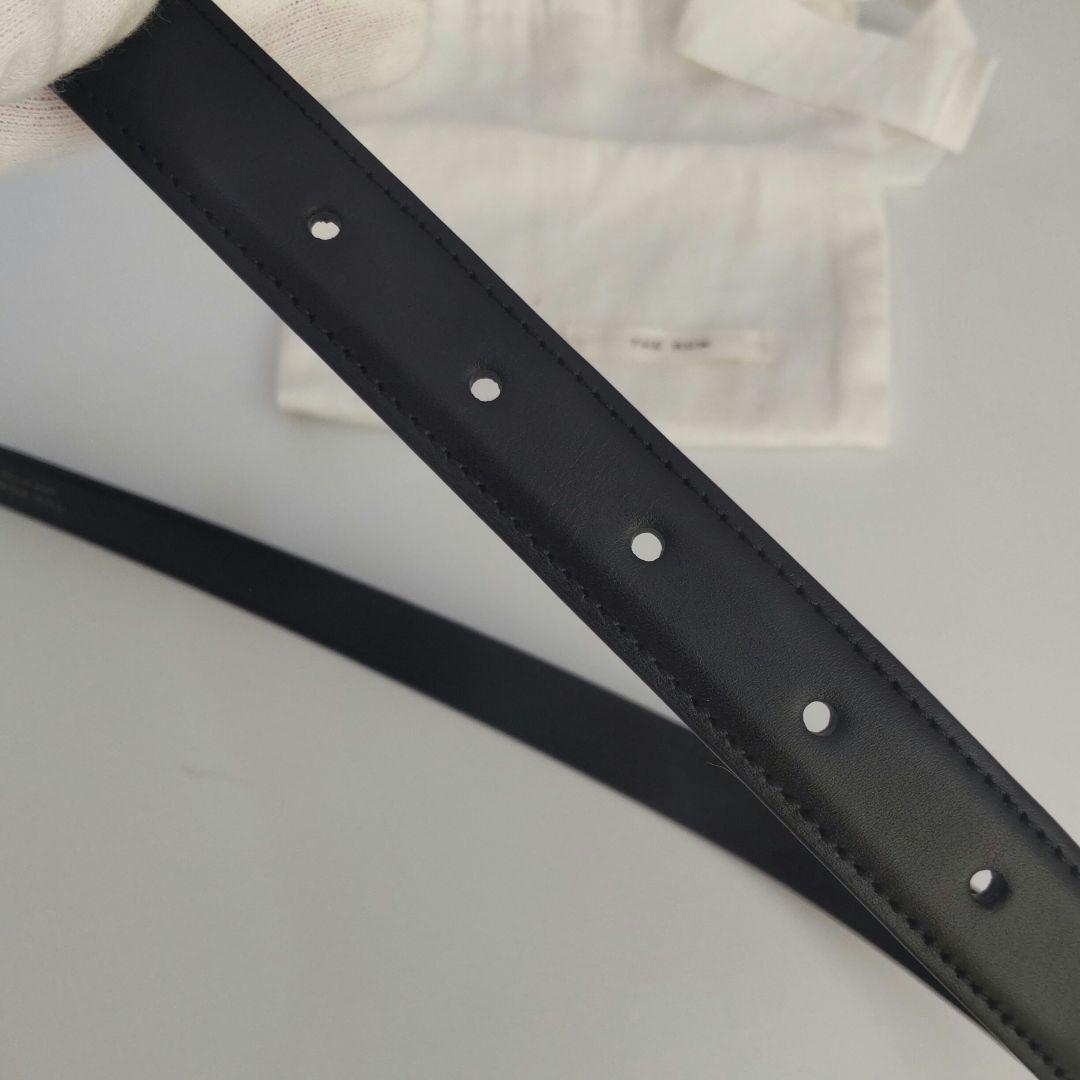 未使用級 ザロウ THE ROW ゴールドバックル レザー ベルト ブラック 黒