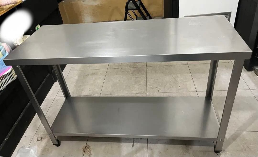 ステンレス製作業台 2段棚付き W120 x D 45xH80cm