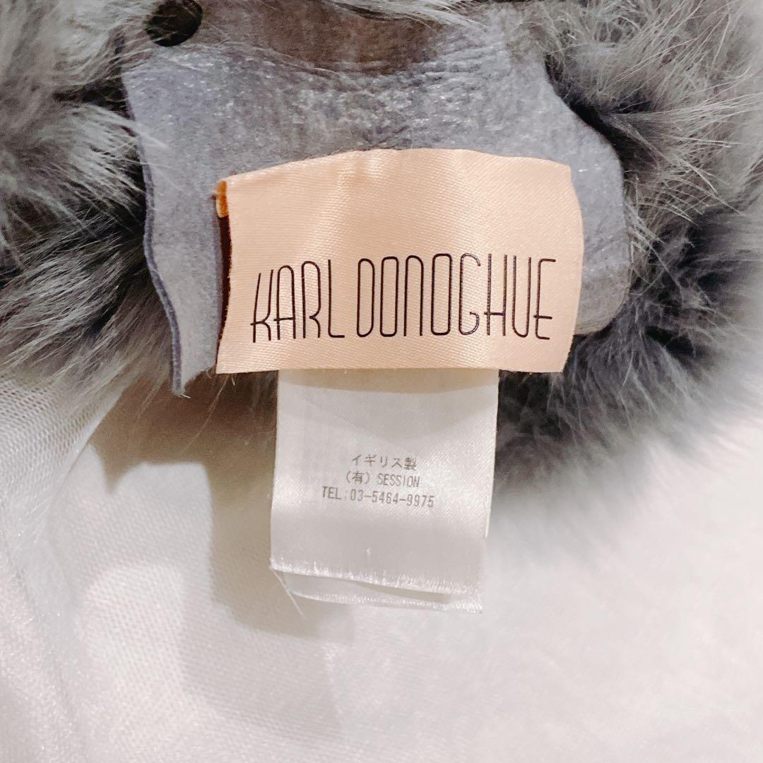 【希少】カール・ドノヒュー　リアルファー　スヌード　ショール　ムートン　グレー