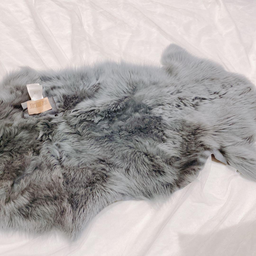 【希少】カール・ドノヒュー　リアルファー　スヌード　ショール　ムートン　グレー