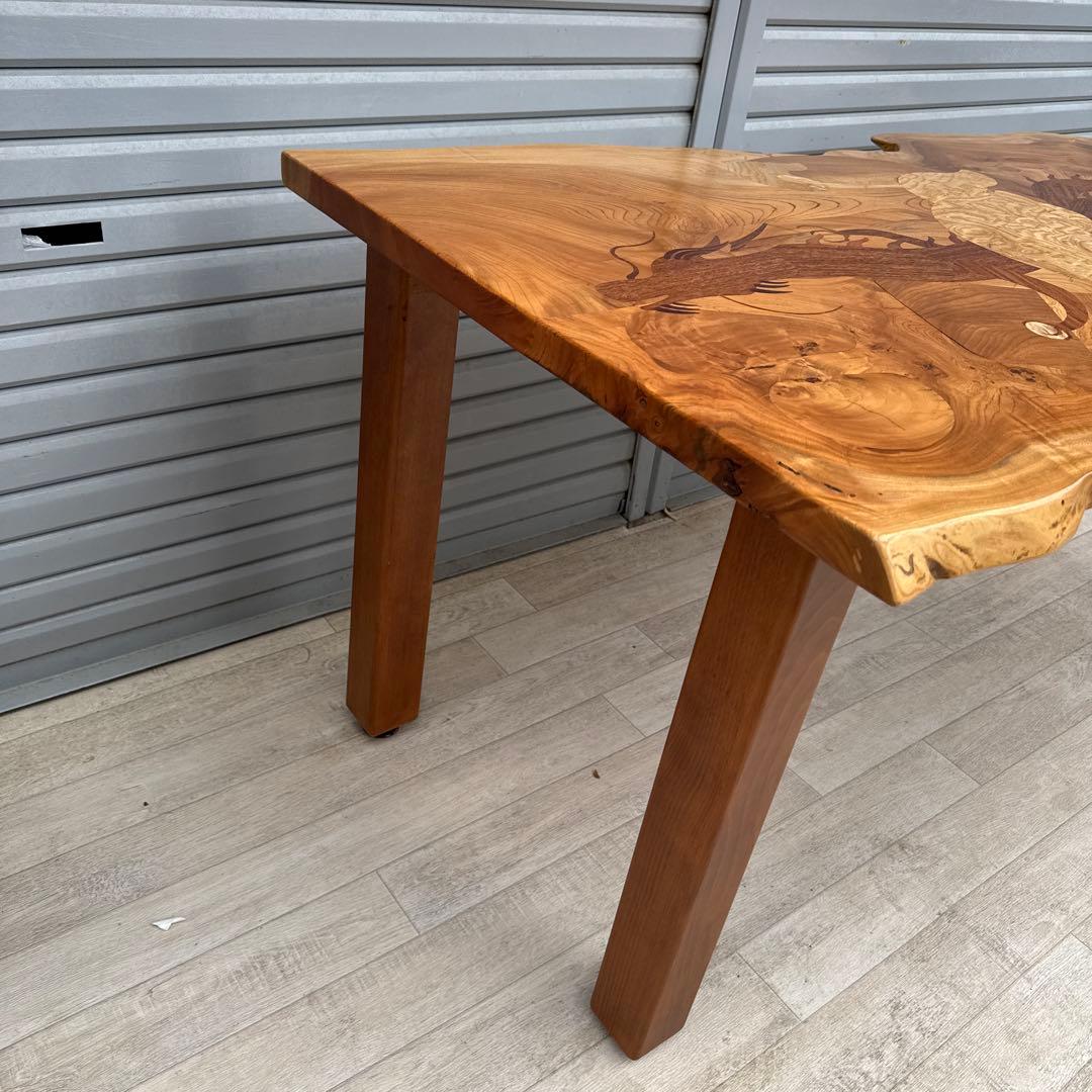 中西昌彦 作品　飛騨高山 木象嵌　龍　ダイニングテーブル　無垢　１００万