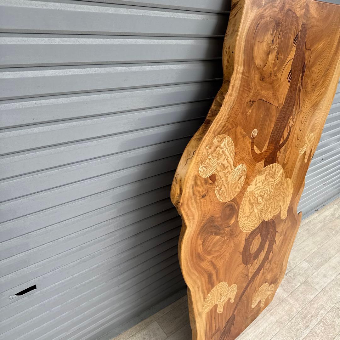 中西昌彦 作品　飛騨高山 木象嵌　龍　ダイニングテーブル　無垢　１００万