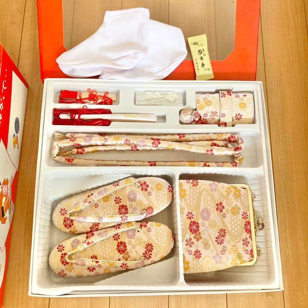 七五三７歳女の子♡花柄×黒♡着物襦袢小物セット sa