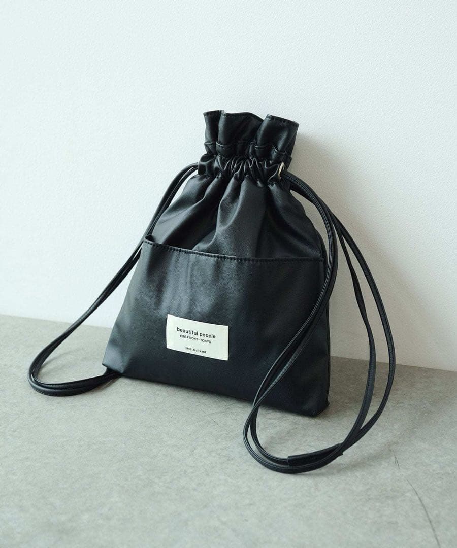 beautiful people ブラック ショルダーバッグ