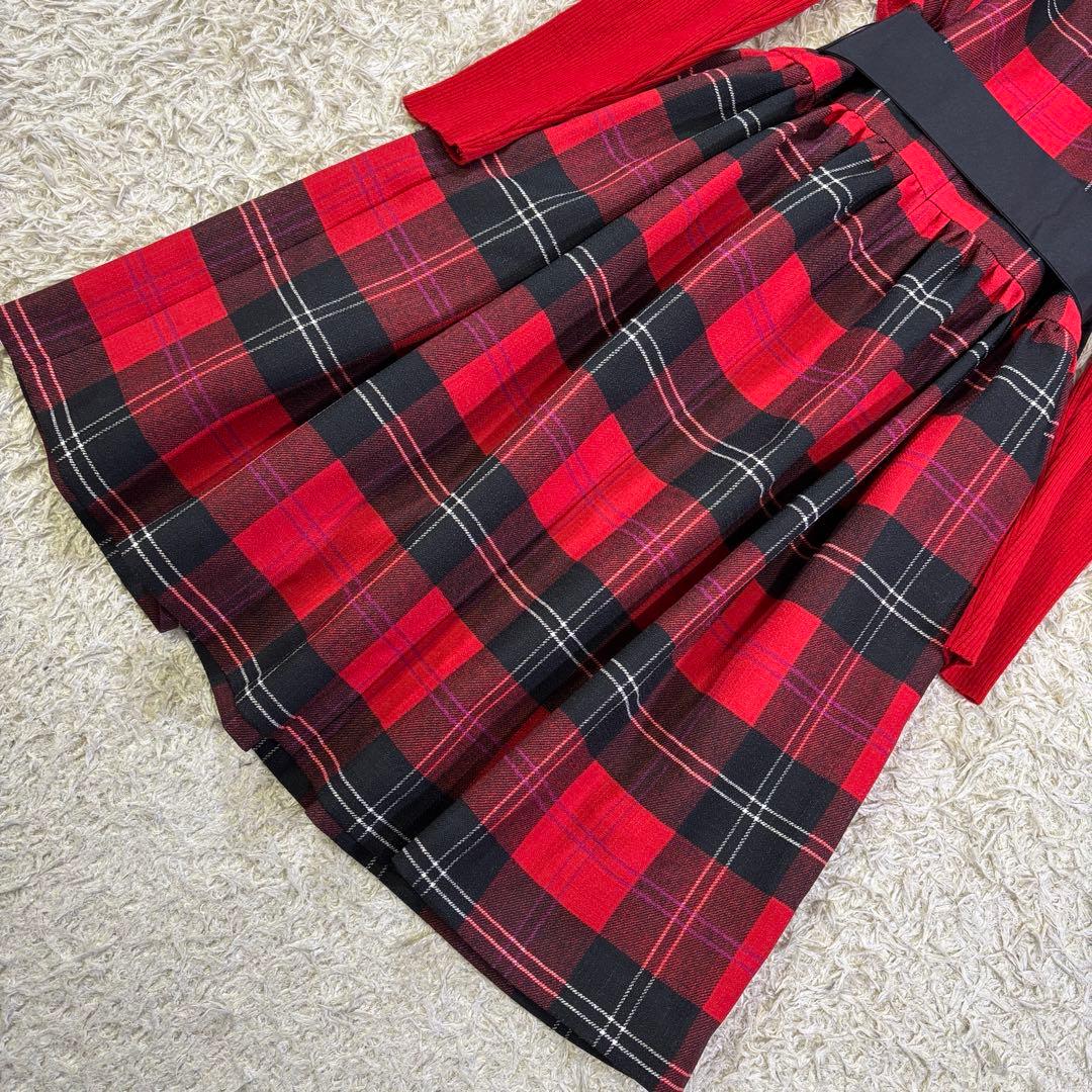 エムズグレイシー　カタログ掲載　クリスマス　チェック柄　ニットワンピース 日本製