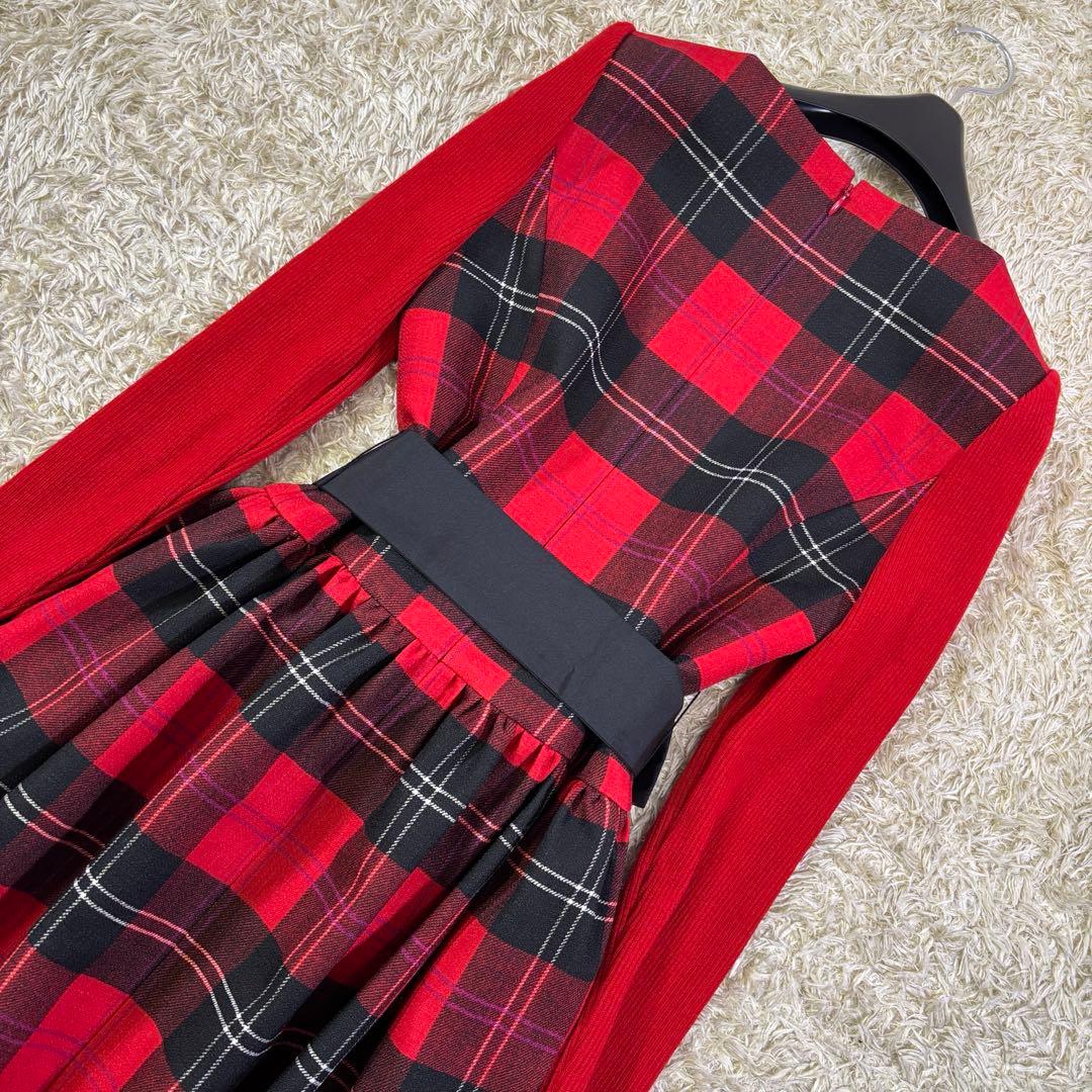 エムズグレイシー　カタログ掲載　クリスマス　チェック柄　ニットワンピース 日本製