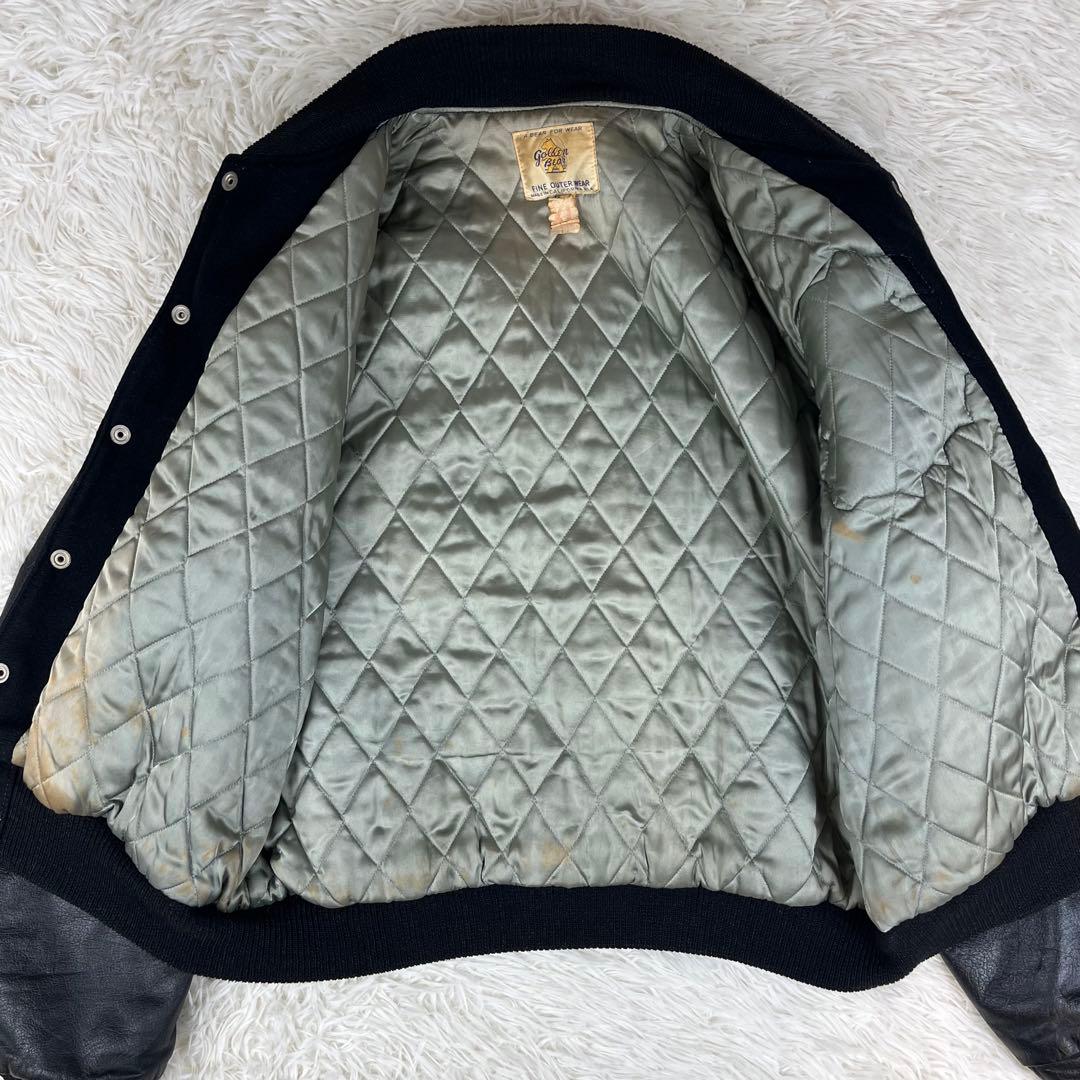 【希少 XLサイズ】70s Golden Bear レザースタジャン ブラック