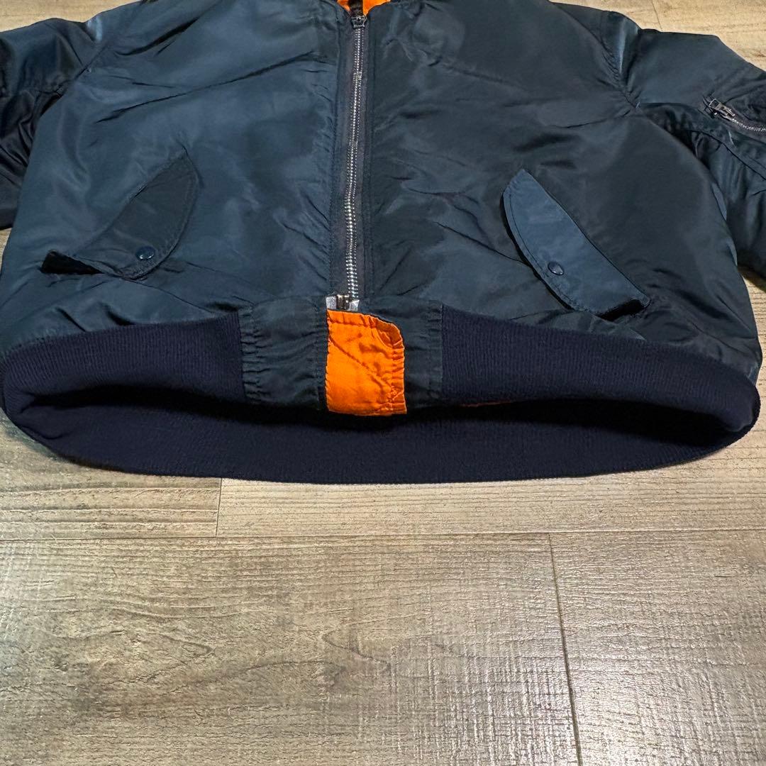 「ふぁいあー」90s アルファインダストリーズ MA-1 ネイビーUSA製