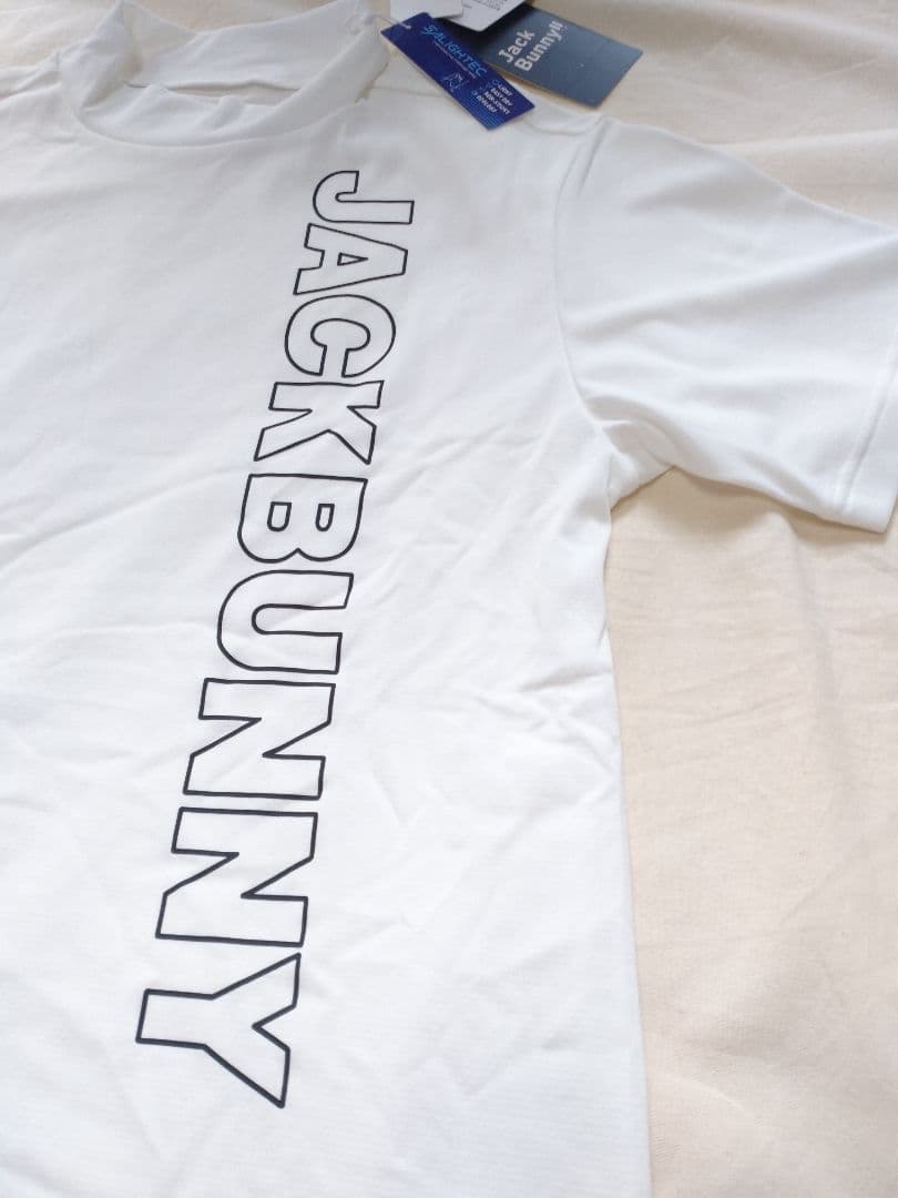 4サイズM ホワイト メンズ モックネック 半袖 ジャックバニー ゴルフウエア