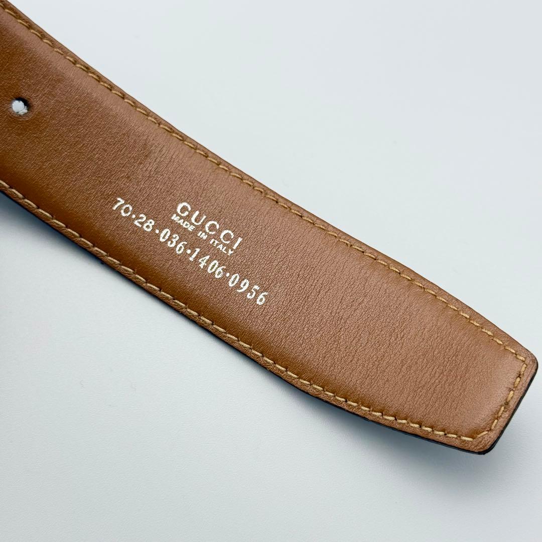 ✨良品✨GUCCI ベルト Gバックル シルバー金具 純正ベルト レザー 茶×黒