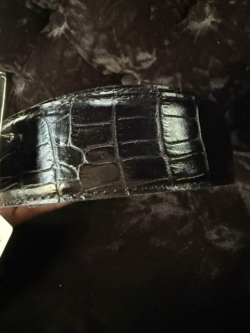 新品未使用！SEV セブGOLF クロコ調ブラックレザーベルト