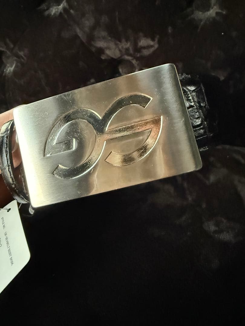 新品未使用！SEV セブGOLF クロコ調ブラックレザーベルト