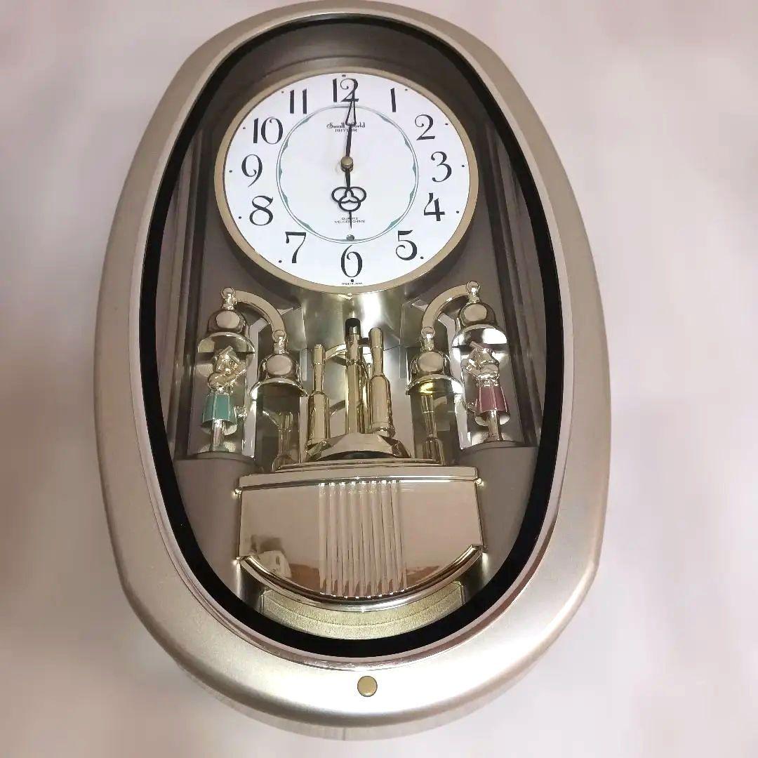 動作品】リズム時計 スモールワールド からくり時計 4MH740 メロディ