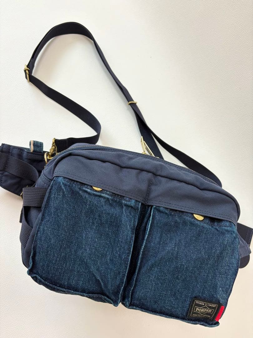 美品】ポーター×リーバイス×コーデュラ ボディバッグ デニム トリプル