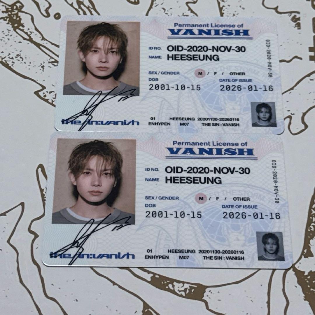 enhypen VANISH ヒスン トレカ 身分証カード2点 - メルカリ