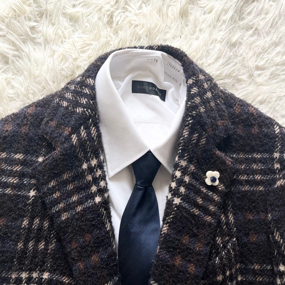 <美品>LARDINI ツイード ウール チェスターコート ブートニエール 50 美品>LARDINI ツイード ウール チェスターコート ブートニエール 50