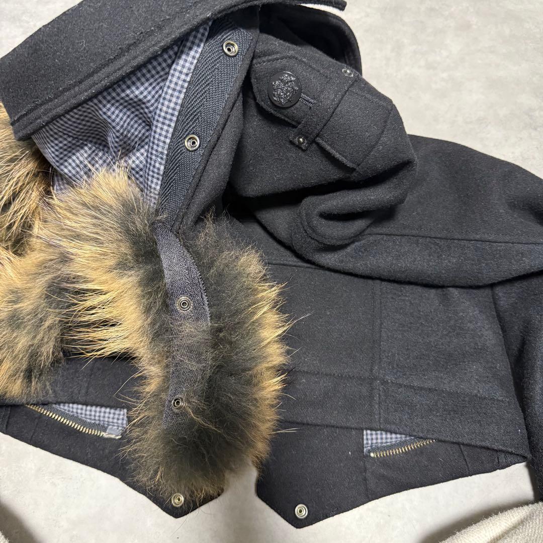 y2k 00s PPFM ナポレオンジャケット Pコート リアルファー ブラック