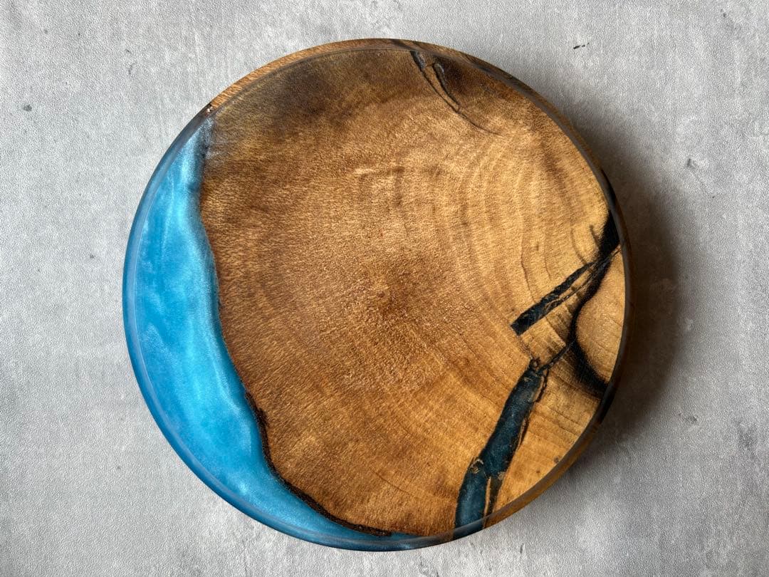 BASE WOOD DESIGN OD缶 ランタン 台座 花台 黒柿×レジン⑥