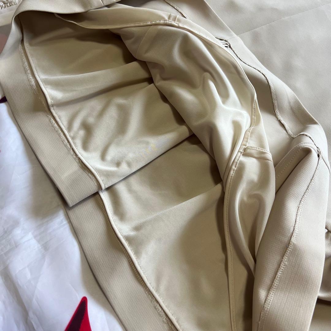 【美品】Rene 膝丈ワンピース ホワイト ベージュ バイカラー 36 リボン