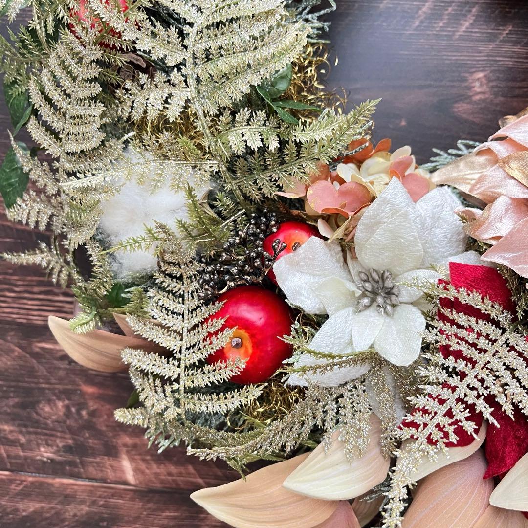 No.25_ 104優美に煌めくクリスマスリース/特大サイズ/冬/造花