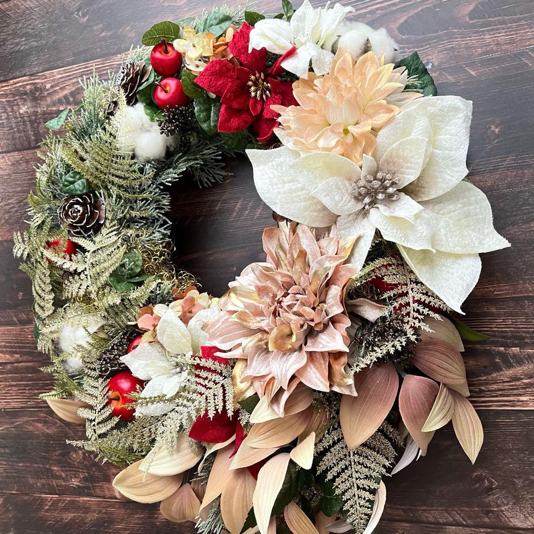 No.25_ 104優美に煌めくクリスマスリース/特大サイズ/冬/造花