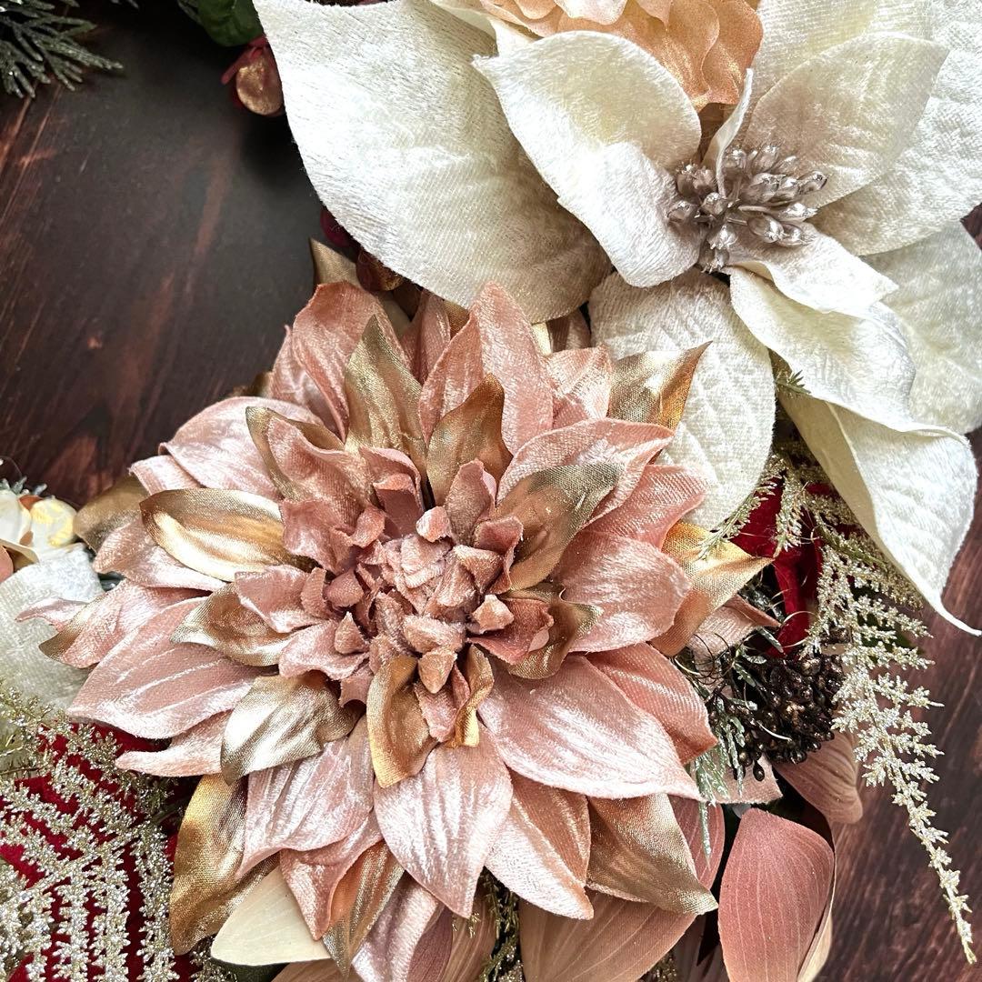 No.25_ 104優美に煌めくクリスマスリース/特大サイズ/冬/造花