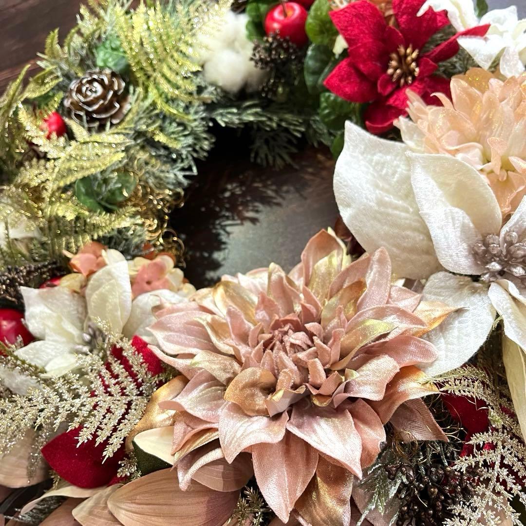 No.25_ 104優美に煌めくクリスマスリース/特大サイズ/冬/造花