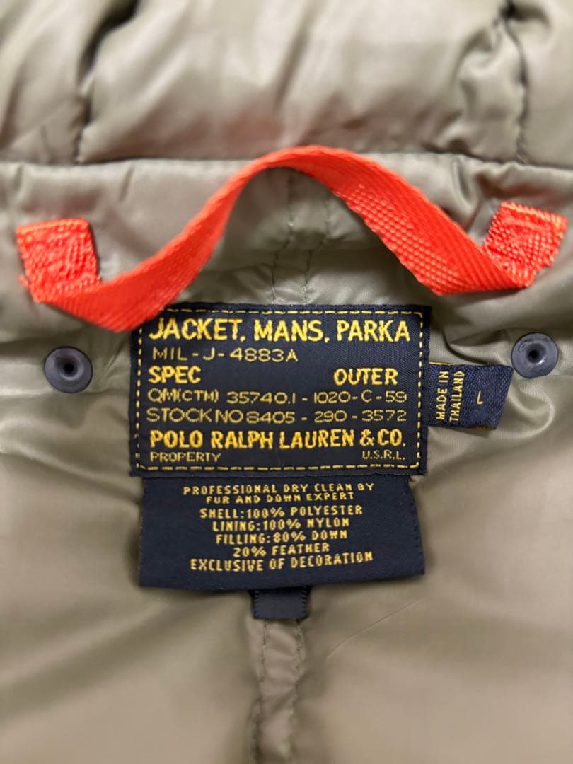 オレンジ フード付きジャケット アメリカ国旗パッチ