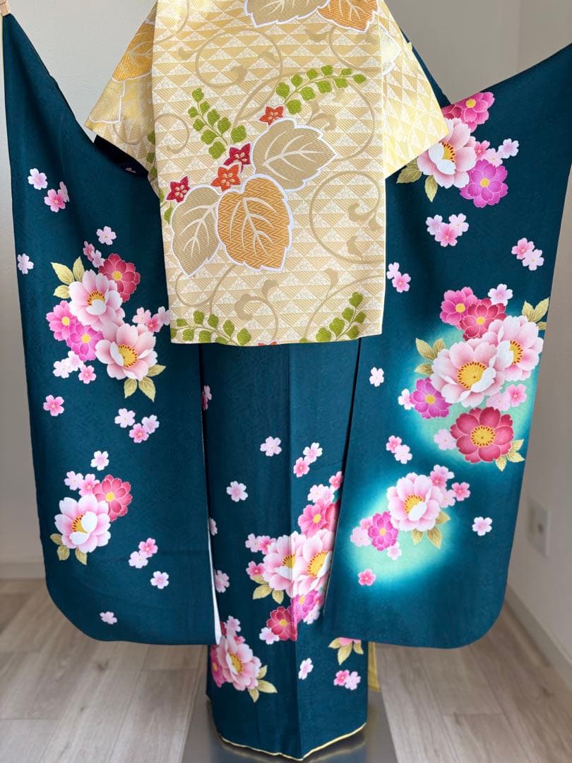 みるく様　【特別大価格❣️⑥】振袖フルセット　正絹振袖　成人式 緑系