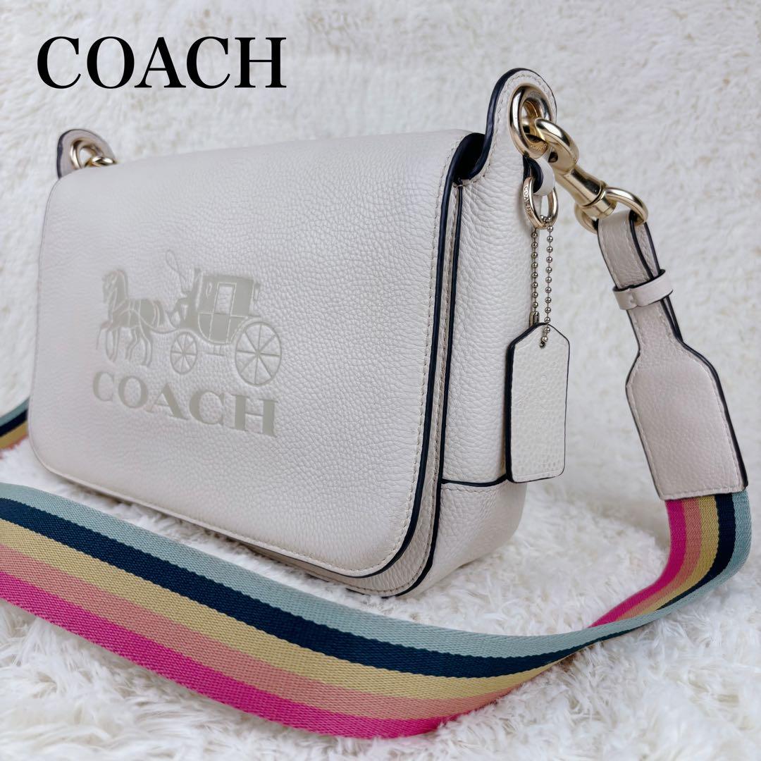 ☆美品☆ COACH コーチ レザー ショルダーバッグ マルチカラーベルト