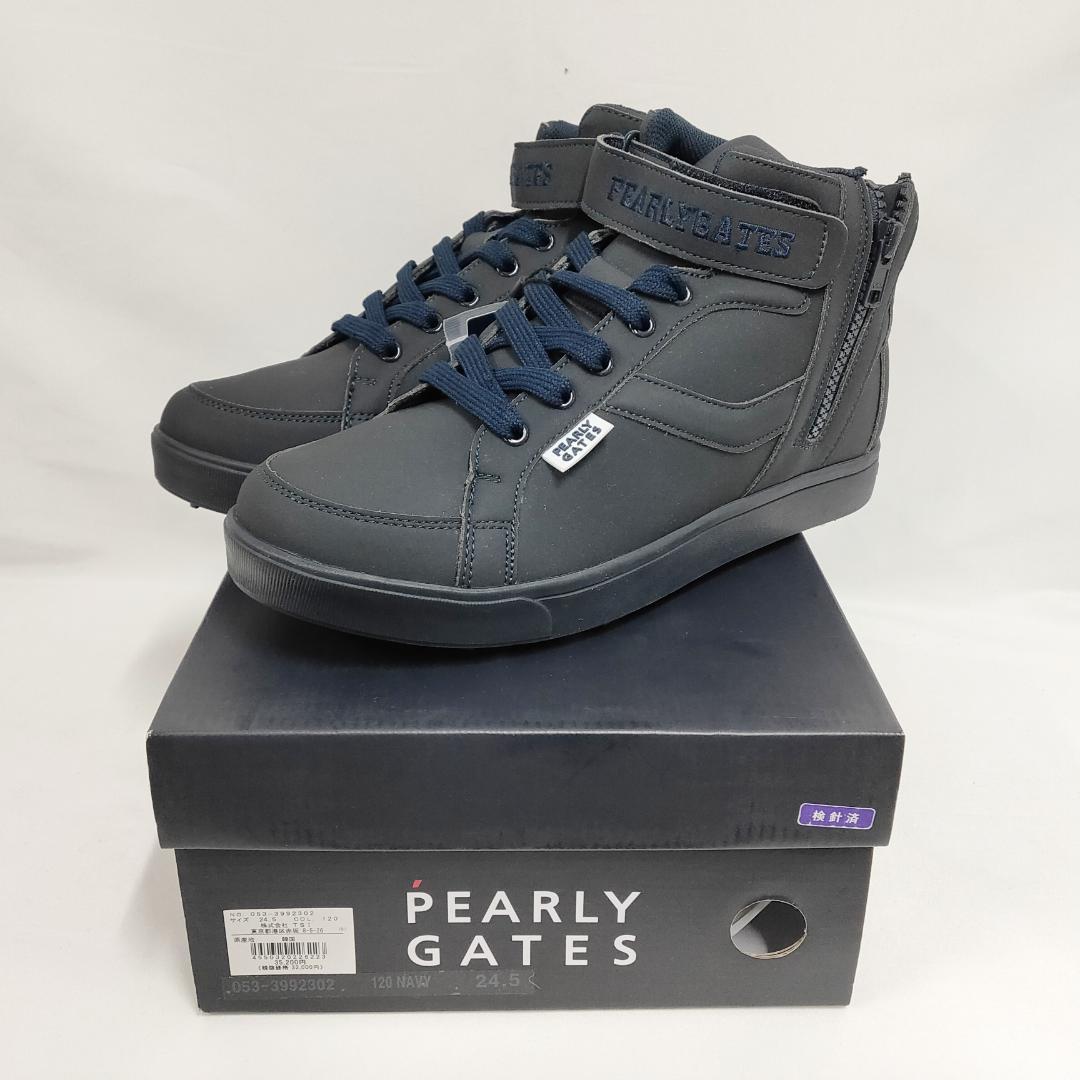 ○★新品 未使用 パーリーゲイツ ミドルカット ゴルフシューズ ネイビー24.5