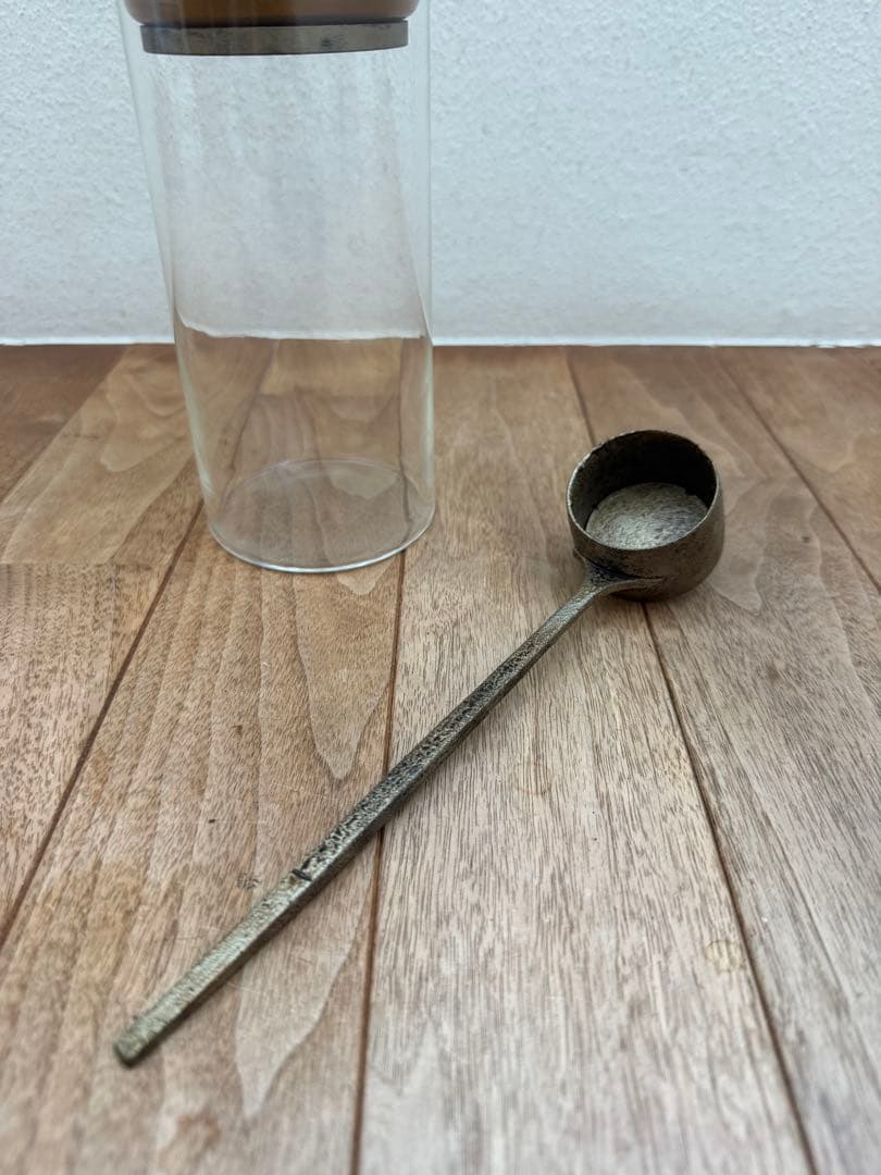 【希少】【蒔地漆 濃錫錆仕上げ】田澤祐介 コーヒキャニスター（Ｌ）＋珈琲杓