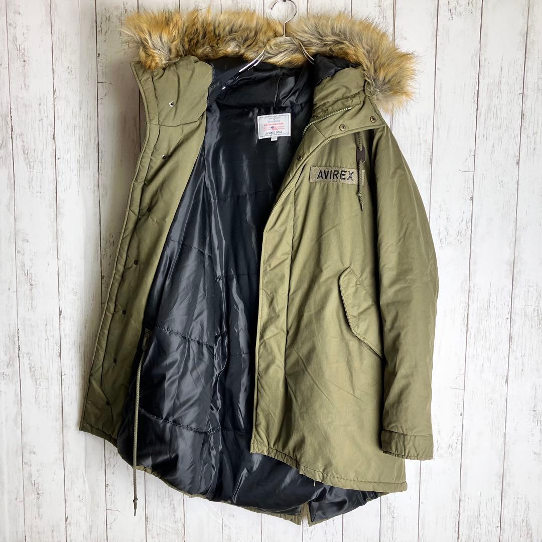 専用【極美品】AVIREX アビレックス　フード　ファー　モッズコートカーキ L