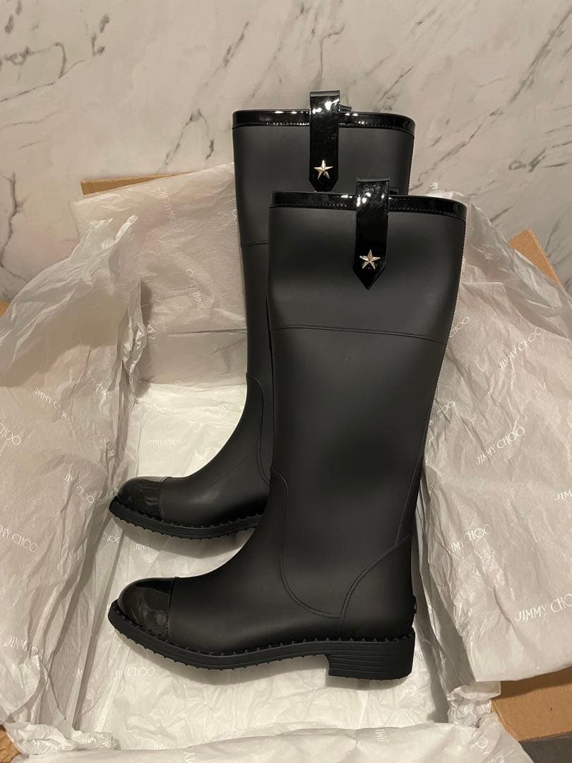 JIMMY CHOO ジミーチュウ レインブーツ スタースタッズ サイズ37