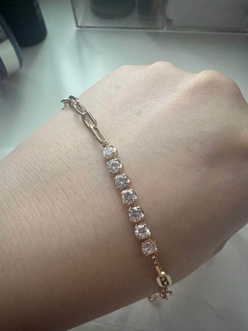 天然高品質ダイヤモンドブレスレットK18YG D0.80ct