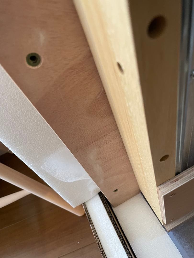 【売約済】天然木タモ突板デスク 幅150cm奥行45cm引出あり北欧風 長机