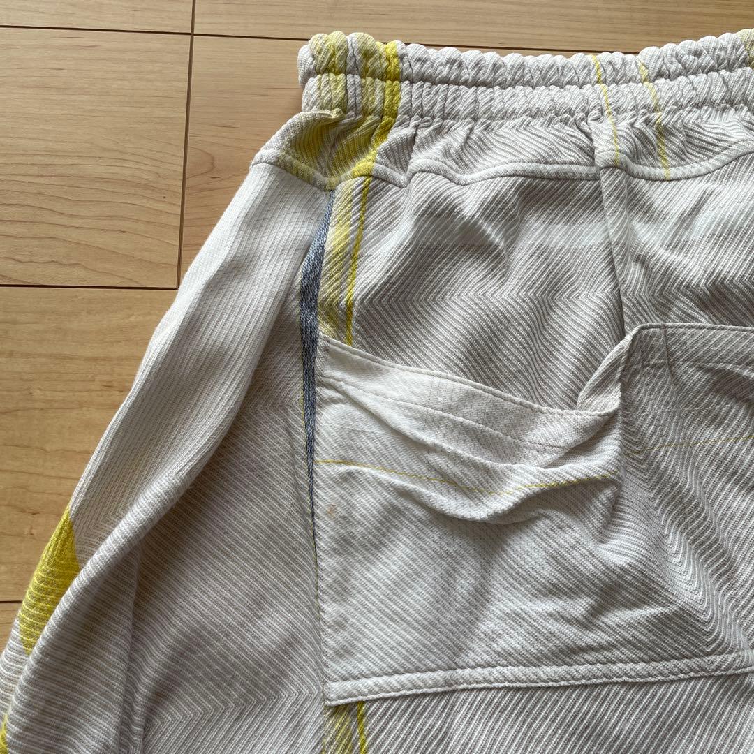 ストライプ フレアスカート ホワイト/イエロー