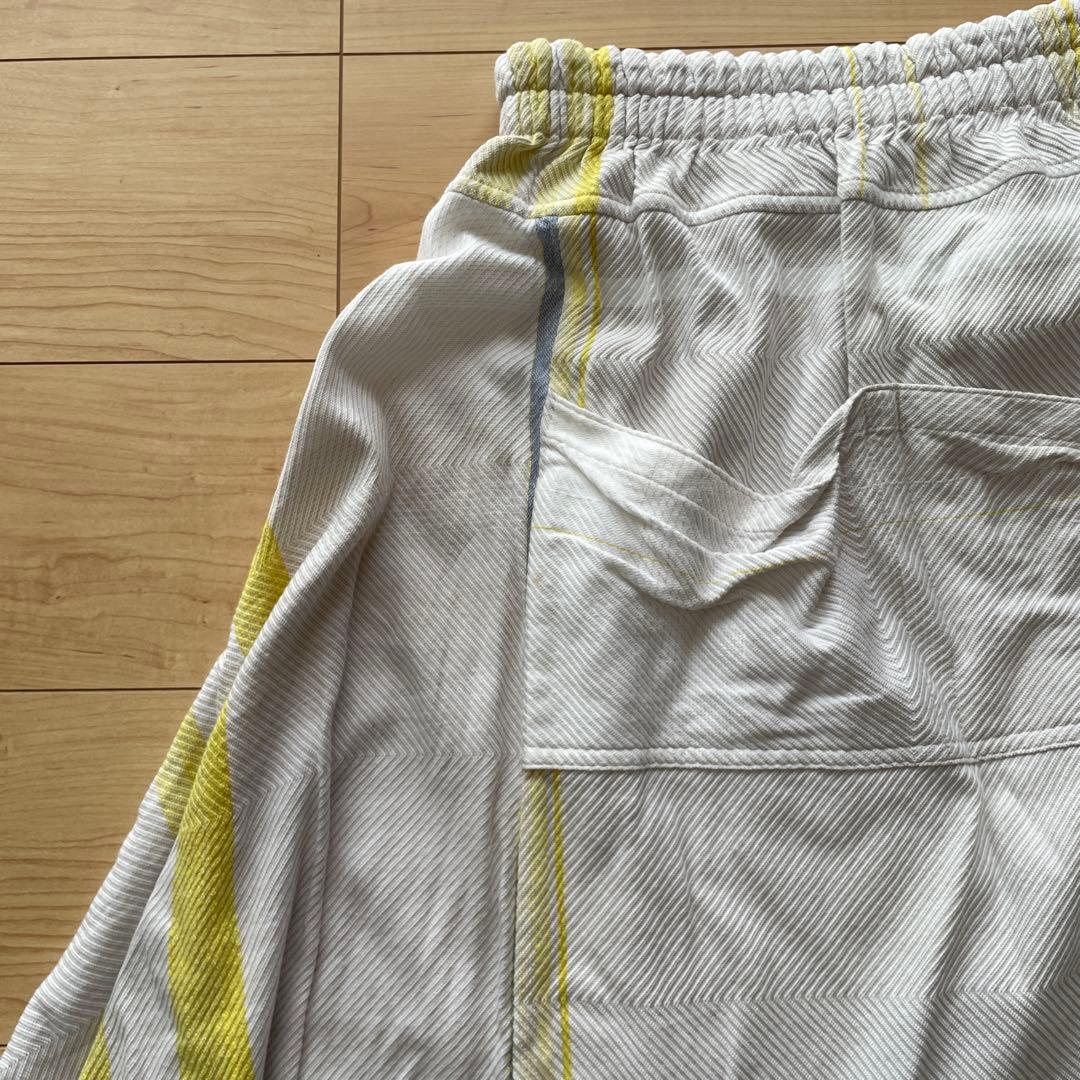 ストライプ フレアスカート ホワイト/イエロー